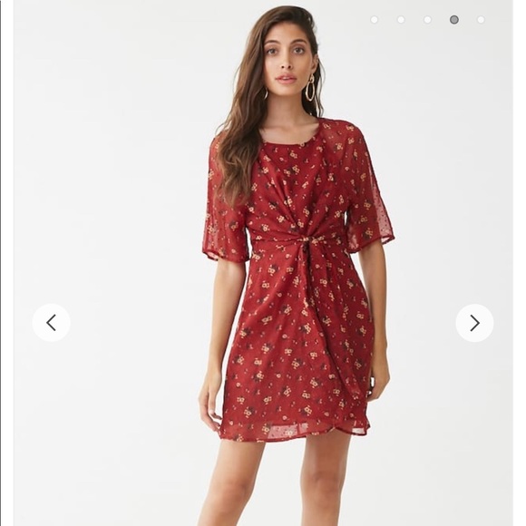 Floral Print Tie Front Dress - Picture 4 of 6